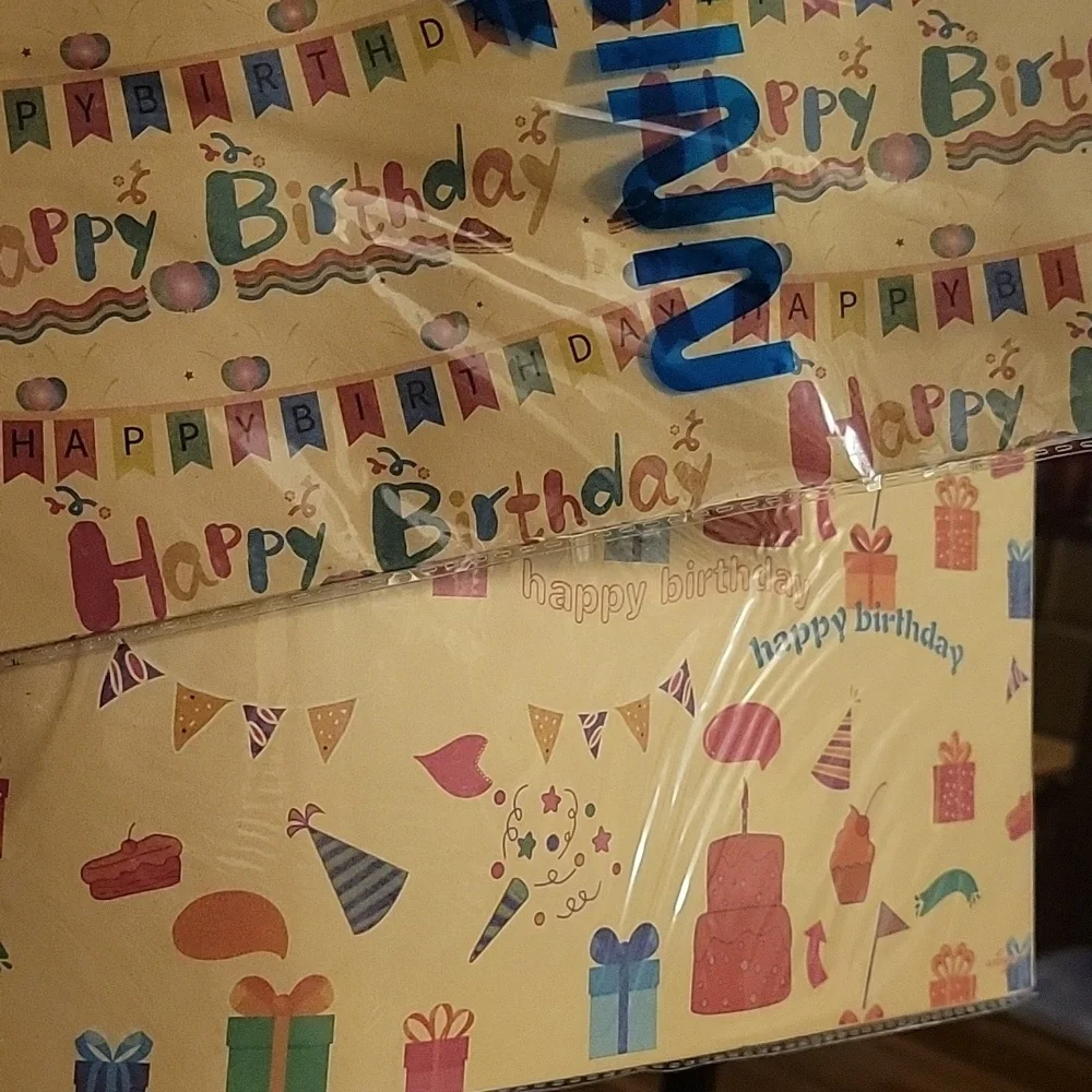 4 Designs Happy Birthday Gift Wrap 8 Sheets Lot of 2 Packs
